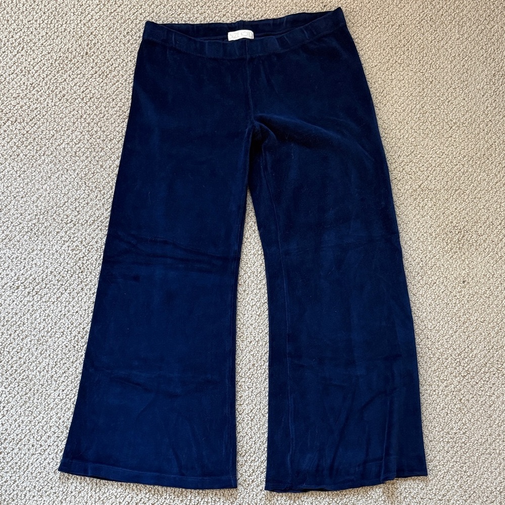 Suzi Kondi Navy Velour Wide-Leg Sweatpants